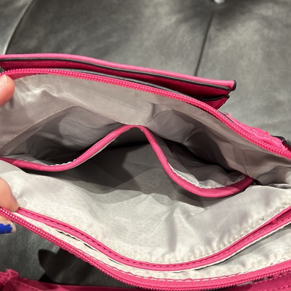 NWOT Vegan Leather Hot Pink Crossbody Bag with Adjustable Strap & Tassel Charm - Picture 6 of 8